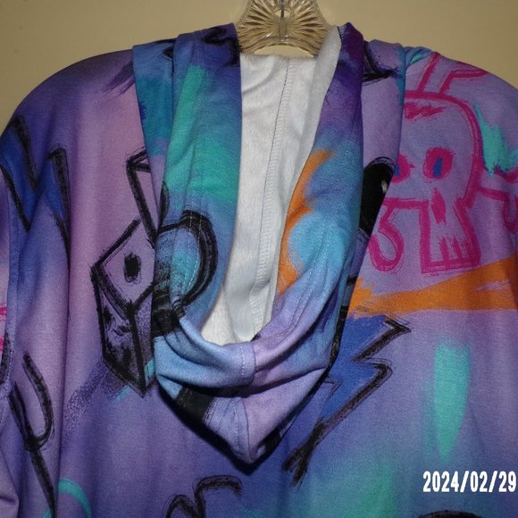 " FRESHOODS " PURE PATTERN MULTI-COLORED LONG SLEEVE HOODED SWEATSHIRT - Picture 11 of 12